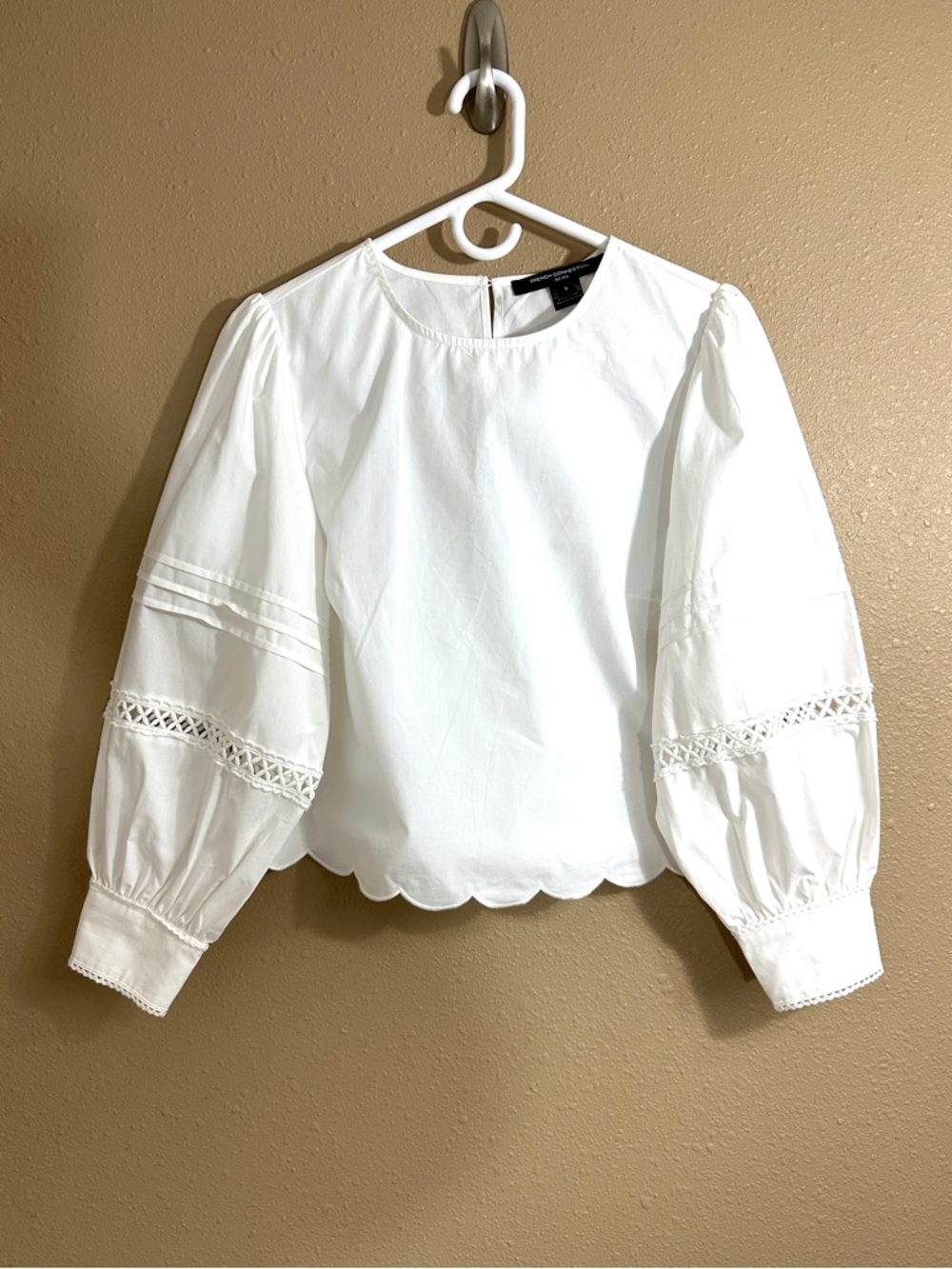 French Connection Alissa White Cotton Broderie Top - Picture 4 of 7